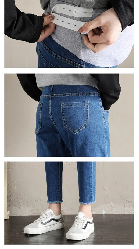 Retro lahtised teksad Raseduspüksid Gravidas Püksid Kevad sügis Stretch Denim Teksad Rasedapüksid Rasedatele Riided