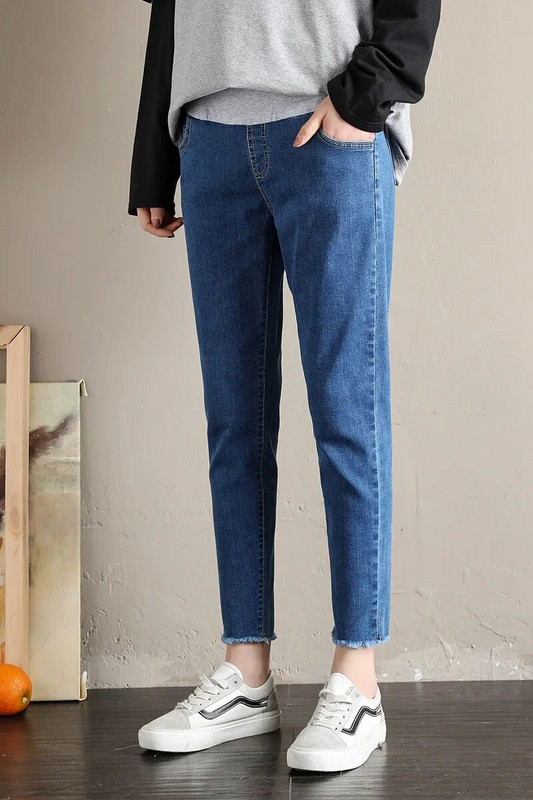 Retro lahtised teksad Raseduspüksid Gravidas Püksid Kevad sügis Stretch Denim Teksad Rasedapüksid Rasedatele Riided