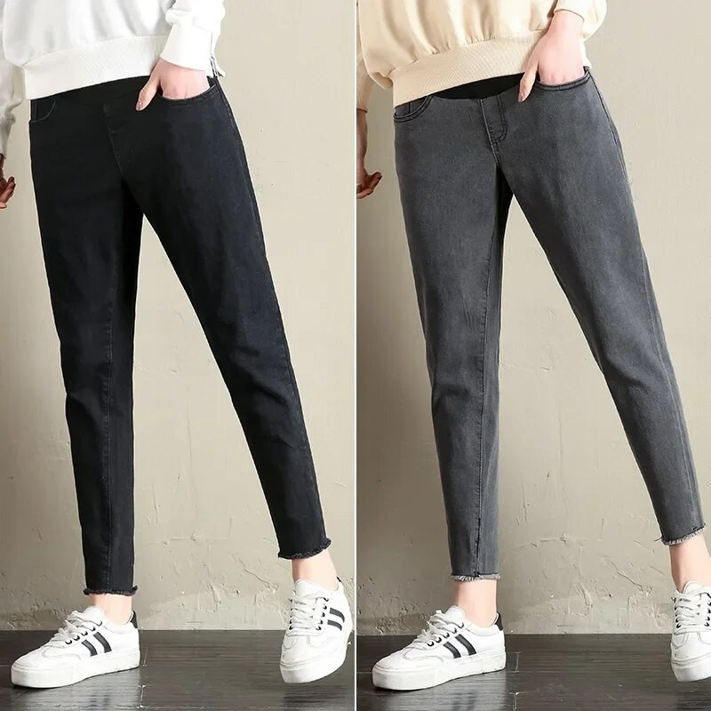 Retro lahtised teksad Raseduspüksid Gravidas Püksid Kevad sügis Stretch Denim Teksad Rasedapüksid Rasedatele Riided