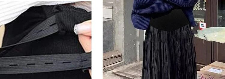 2024 m. pavasario nėščios moters sijonai vienspalviai madingi klostuotas sijonas nėščiosioms netaisyklingu aukštu juosmeniu, pilvo sijonas, laisvas