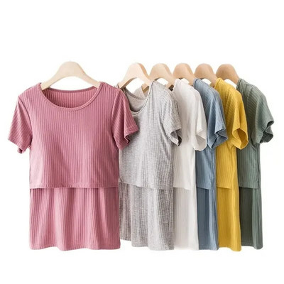 Tricou modal de vară pentru alăptare pentru femeile însărcinate, după naștere, mamii acasă, haine pentru mamă de maternitate, mărimea plus 3XL