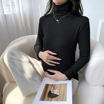 Κορεάτικο ύφος μπλουζάκι μωρού Fleece Χειμερινό μακρυμάνικο ζιβάγκο Μόδα Έγκυος Γυναίκα Basic πουκάμισα τεντωμένο χοντρό ζεστό μπλουζάκι