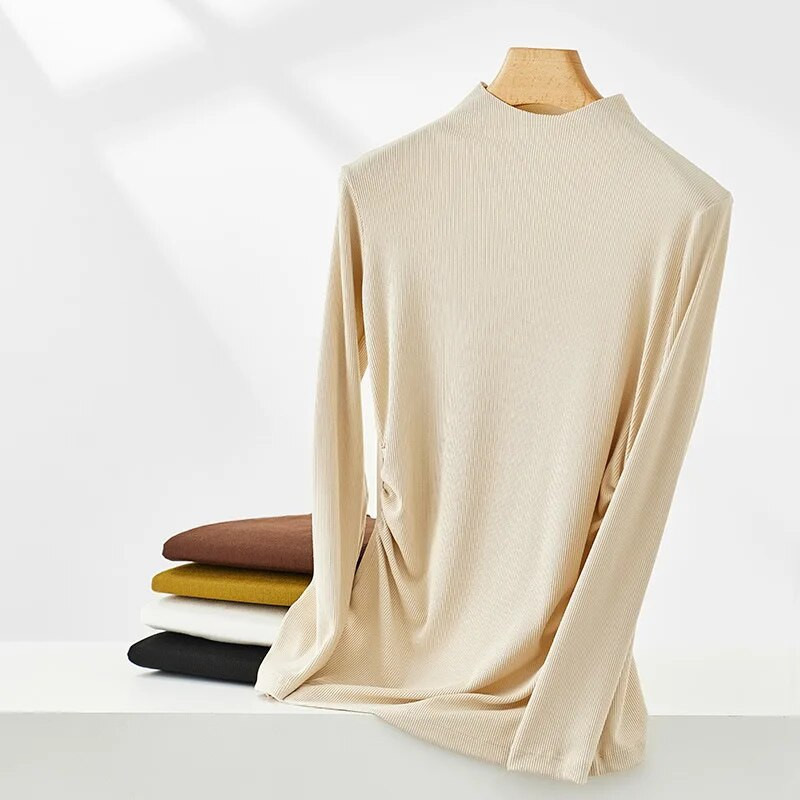 Tricouri cu mânecă lungă de toamnă de maternitate pentru femeile însărcinate, cu fundul solid, cu gât rotic, în modal, cămașă, pulovere, îmbrăcăminte pentru premama