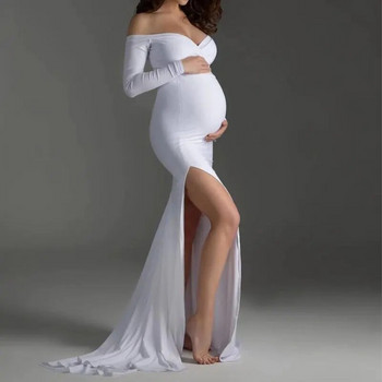Νέες έγκυες γυναίκες με μακριά μανίκια μακρυμάνικα φορέματα φωτογραφίας εγκυμοσύνης Νυφικό φόρεμα εγκυμοσύνης Φωτογραφία φωτογραφίας μαύρο 2022