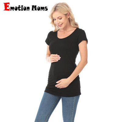 Emotsioon Moms Suvised rasedad T-särgid rasedatele naistele suure suurusega särk Ühevärvilised riided 2 tk partii kohta Tasuta kohaletoimetamine