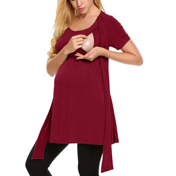 Mom Casual T-Shirt έγκυες γυναίκες Μεσαίου μήκους Θηλασμό Κορυφαίο καλοκαιρινό κοντομάνικο φόρεμα εγκυμοσύνης Ρούχα θηλασμού
