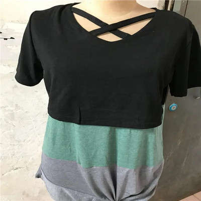 Moteriški rūbai nėščiosioms Drabužiai žindyvėms apvaliu kaklu trumpomis rankovėmis marškinėliai nėščioms Drabužiai su klostuotu šonu atvira Nėštumo viršutinė dalis