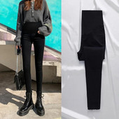 Blugi skinny de maternitate în stil coreean, pantaloni creion pentru femei însărcinate, cu talie înaltă, îmbrăcăminte la modă, sarcină, subțiri, șolduri, pantaloni din denim