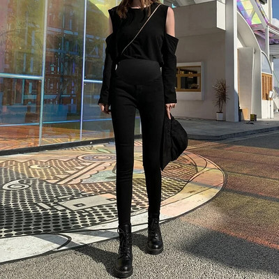 Blugi skinny de maternitate în stil coreean, pantaloni creion pentru femei însărcinate, cu talie înaltă, îmbrăcăminte la modă, sarcină, subțiri, șolduri, pantaloni din denim
