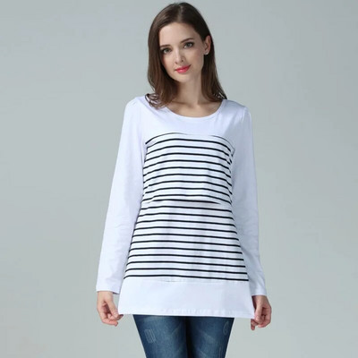 Emotion Moms Vară cu mâneci scurte Topuri de maternitate ocazional Tricou pentru hrănire cu dungi Haine pentru alăptare pentru femeile însărcinate