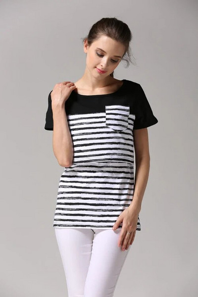 Emotion Moms Haine de vară de maternitate Topuri pentru alăptare cu mâneci scurte Tricouri pentru alăptare pentru femei însărcinate