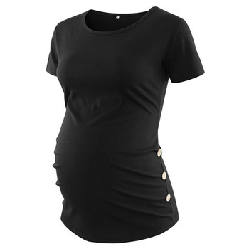 Casual γυναικείο μπλουζάκι εγκυμοσύνης Τοπ κοντό μανίκι στρογγυλή λαιμόκοψη πουκάμισα εγκυμοσύνης Καλοκαιρινό συμπαγές μπλουζάκι εγκυμοσύνης άνετο μπλουζάκι y2k