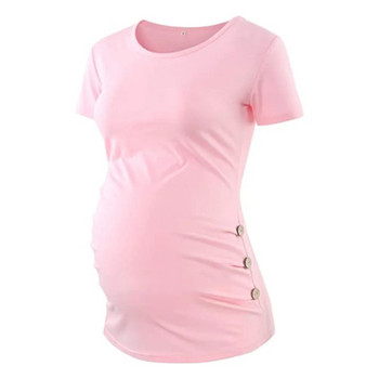Casual γυναικείο μπλουζάκι εγκυμοσύνης Τοπ κοντό μανίκι στρογγυλή λαιμόκοψη πουκάμισα εγκυμοσύνης Καλοκαιρινό συμπαγές μπλουζάκι εγκυμοσύνης άνετο μπλουζάκι y2k