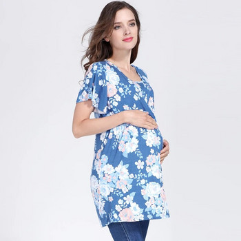 Summer Print Top Maternity Θηλάζον μπλουζάκι κοντομάνικο μπλουζάκι θηλασμού Ρούχα εγκυμοσύνης