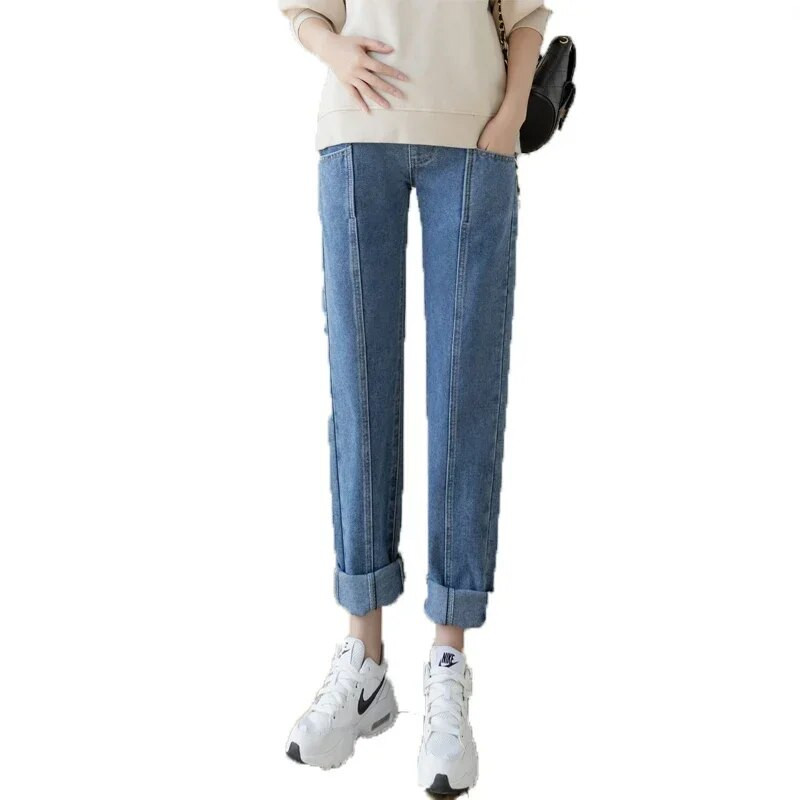 îmbrăcăminte pantaloni de maternitate haine de sarcină femei gravide blugi cu talie elastică grossesse femei pantaloni harem din denim pantaloni