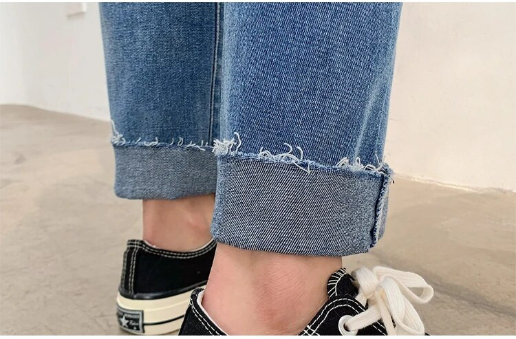 Koreai stílusú őszi terhes női divat felsőruházat farmernadrág bő egyenes harun farmer nadrág alkalmi divat koreai farmer nadrág