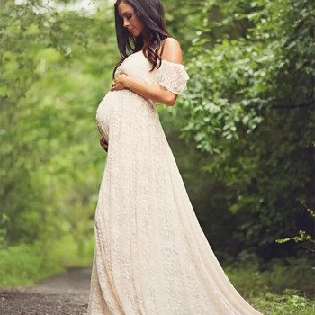 Дълги подпори за снимки за бременни Рокля за бременни Рокли за снимки за бременни за фотосесия Рокля за бременни Дантелена макси рокля