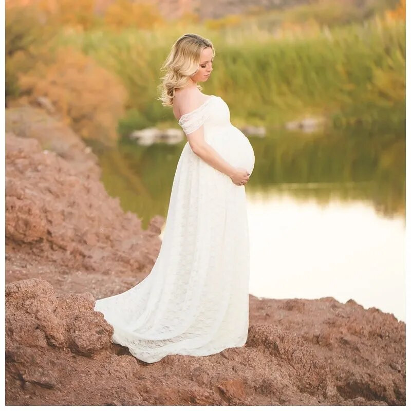 Ilgos nėštumo fotografijos rekvizitai Nėščiųjų suknelių fotografija Nėščiųjų suknelės fotosesijai Nėščiųjų suknelė Nėriniuota maxi suknelė
