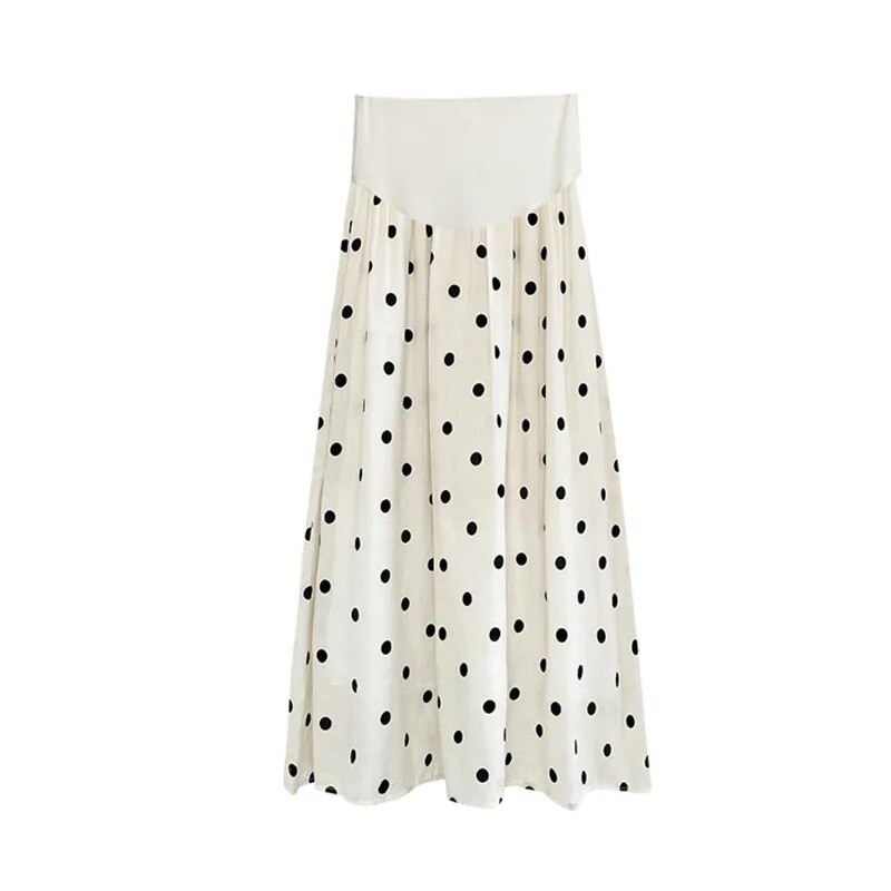 Dot Print Φαρδιά φούστα εγκυμοσύνης Έγκυες Κοιλιακή ψηλόμεση φούστα casual ρούχα εγκυμοσύνης Πακέτο Hip-line φόρεμα
