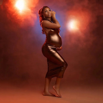 Еластична фотографска рокля за бременни жени Секси разтеглива кльощава рокля за фотосесия за бременни жени без гръб