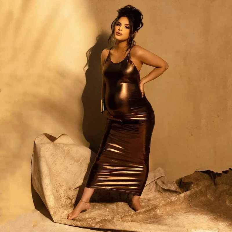 Elastinga nėščiųjų fotografijos suknelė Seksuali, elastinga, liesa nėščios moters suknelė be nugaros