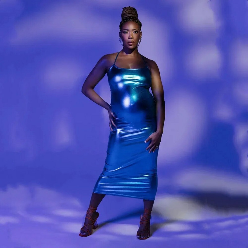 Elastinga nėščiųjų fotografijos suknelė Seksuali, elastinga, liesa nėščios moters suknelė be nugaros