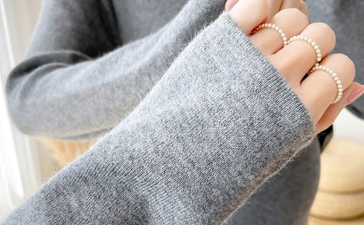 Rudens ir žiemos korėjietiškos mados megzta ilgoji suknelė nėščiosioms su V kaklu A linijos ploni drabužiai nėščioms moterims, nėštumas