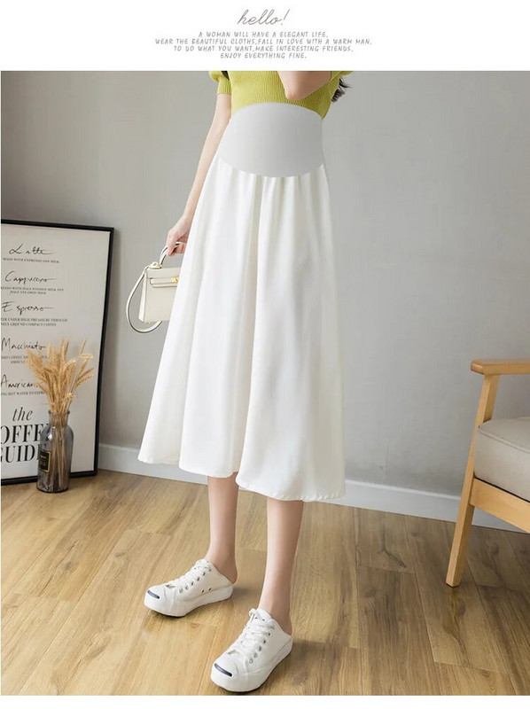 Pavasario ir vasaros mados suknelė aukštu juosmeniu su pilvu nėščioms moterims laisvi ilgi A formos šifoniniai sijonai nėščiosioms