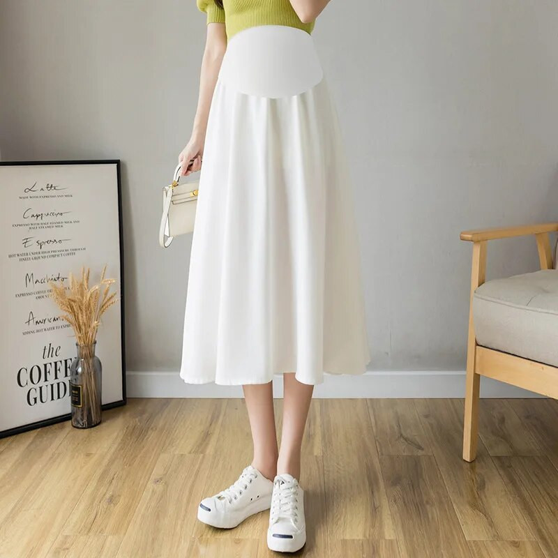 Pavasario ir vasaros mados suknelė aukštu juosmeniu su pilvu nėščioms moterims laisvi ilgi A formos šifoniniai sijonai nėščiosioms