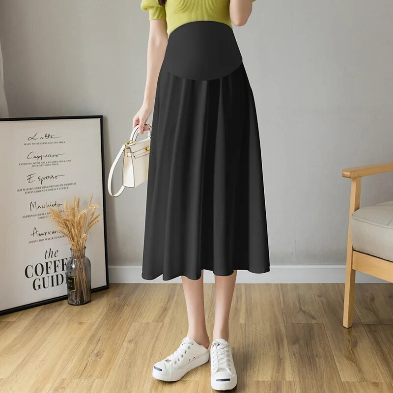 Pavasario ir vasaros mados suknelė aukštu juosmeniu su pilvu nėščioms moterims laisvi ilgi A formos šifoniniai sijonai nėščiosioms