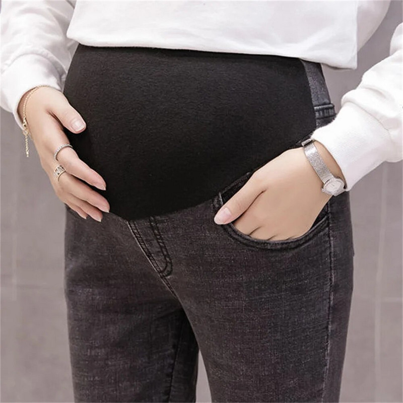 Pantaloni abdominali de sarcină Blugi Pantaloni de maternitate pentru femei însărcinate Haine Pantaloni cu talie înaltă Blugi evazați elastici largi