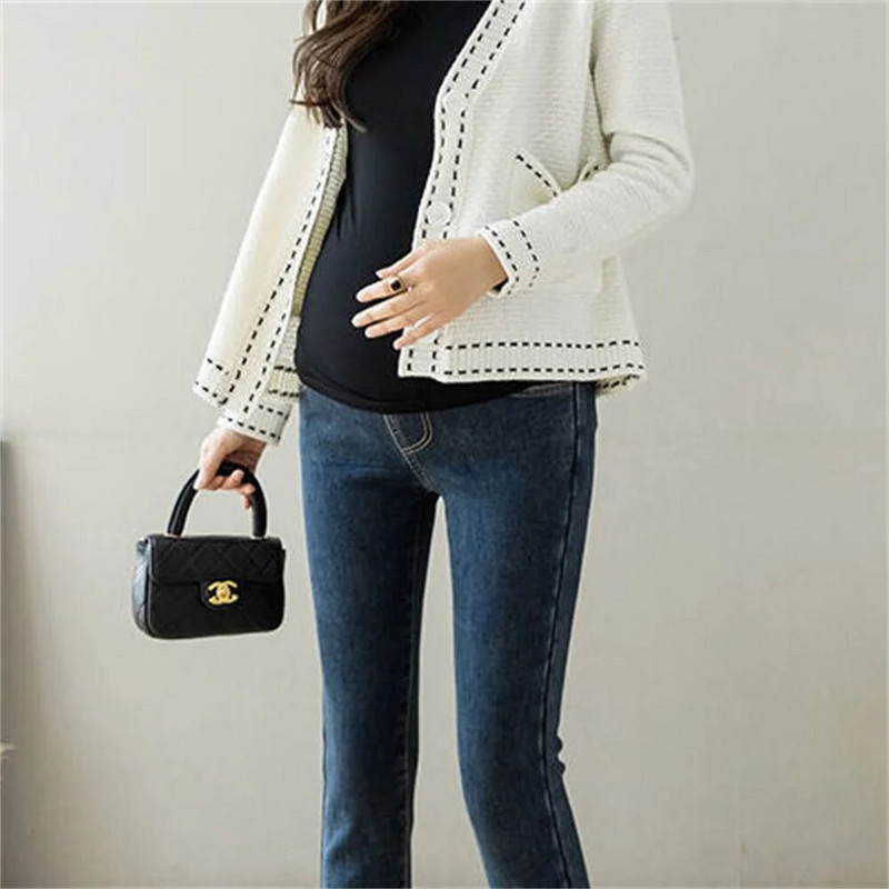 Pantaloni abdominali de sarcină Blugi Pantaloni de maternitate pentru femei însărcinate Haine Pantaloni cu talie înaltă Blugi evazați elastici largi