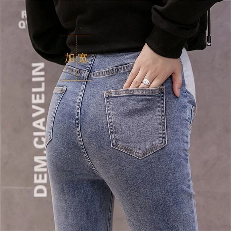 Pantaloni abdominali de sarcină Blugi Pantaloni de maternitate pentru femei însărcinate Haine Pantaloni cu talie înaltă Blugi evazați elastici largi