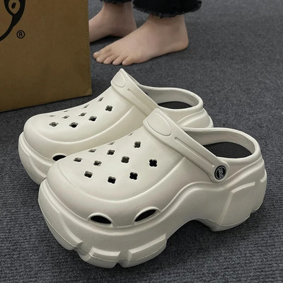 Pantofi de damă cu găuri Sandale Moda de vară 8 cm grosime Toc înalt Talpă moale Pantofi de grădină pentru plajă Accesorii din desene animate Papuci cu găuri