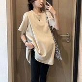 Tricou de vară de maternitate Îmbrăcăminte de sarcină Tricou cu mânecă scurtă cu imprimeu Haine de maternitate Tricou cu bump de desene animate pentru gravidă