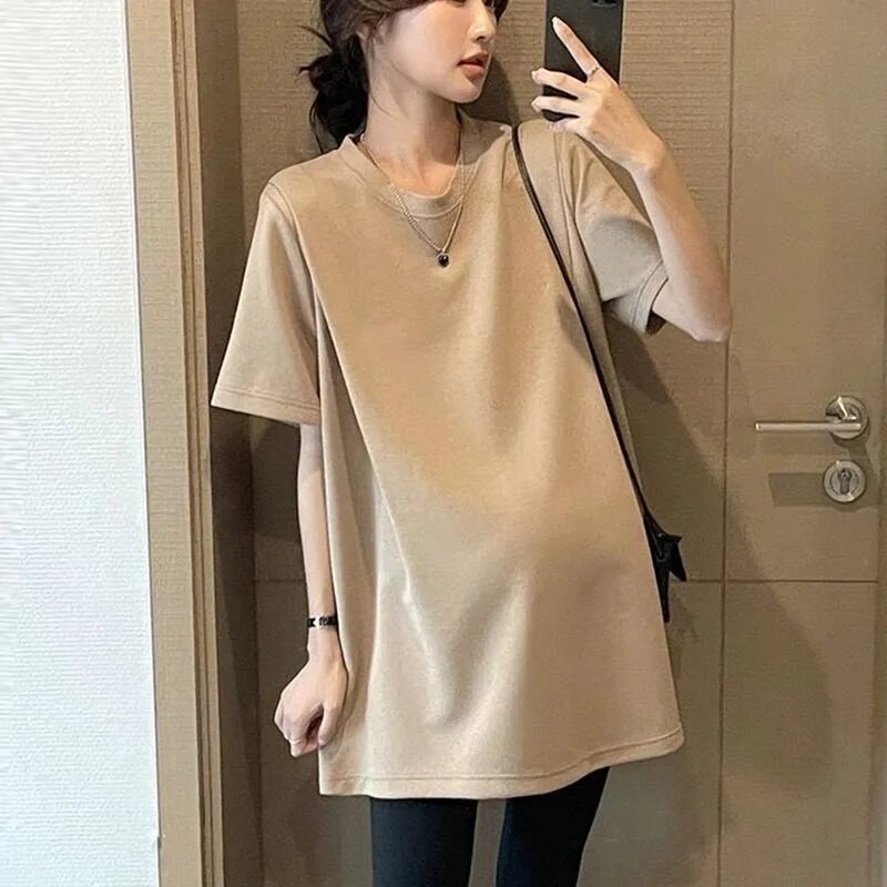 Tricou de vară de maternitate Îmbrăcăminte de sarcină Tricou cu mânecă scurtă cu imprimeu Haine de maternitate Tricou cu bump de desene animate pentru gravidă