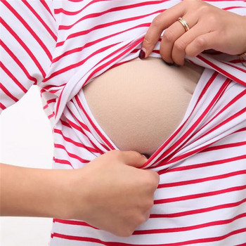 Ρούχα εγκυμοσύνης Ρούχα εγκυμοσύνης Μπλουζάκι για έγκυες γυναίκες Μπλουζάκι θηλασμού Μπλουζάκι με ριγέ κοντομάνικο μπλουζάκι