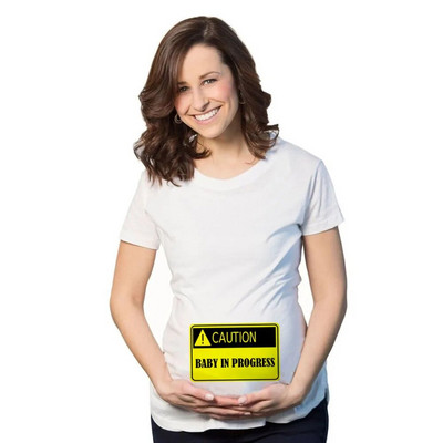 Προσοχή Baby In Progress Αστείο μπλουζάκι εγκυμοσύνης σε συν μέγεθος κοντομάνικο μπλουζάκι εγκυμοσύνης Fashion Casual μπλουζάκι για έγκυες γυναίκες
