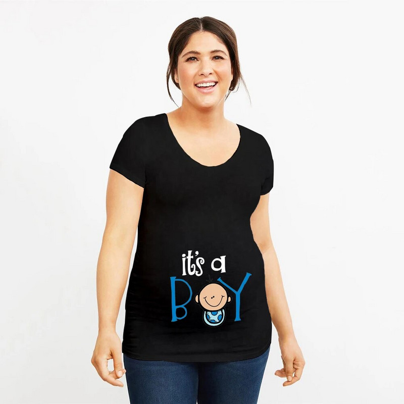 Terhes nők kismama ruhák Fiú terhes vicces póló Nyári kismama felsők Terhességi bejelentés Új baba póló