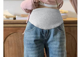 2023 Модни свободни прави крачоли Дънкови панталони за бременни с висока талия Есенни големи размери Дънки за бременни Панталони с широки крачоли