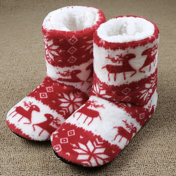 Зимни кожени чехли Дамски топли домашни чехли Плюшени джапанки Коледни памучни вътрешни домашни обувки Обувки за пода Claquette Fourrure