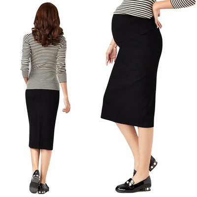 Spring Autumn Maternity Woolen Knitted Stretch Skirt Pregnant Women Korean A Line Belly Skirts Pregnancy Dense Beauty Clothes