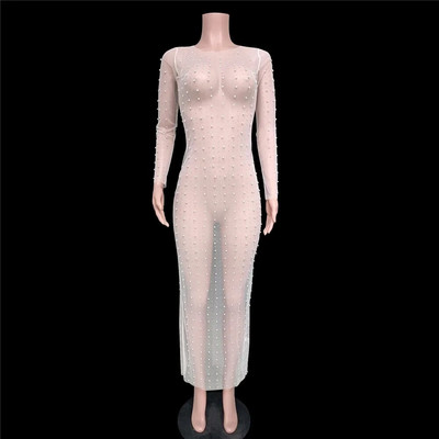Szexi gyöngyös kismama fényképes ruhák Gyöngy strasszos terhességi lövöldözős ruha Hosszú terhes fényképező ruha Női bikini Cover Up