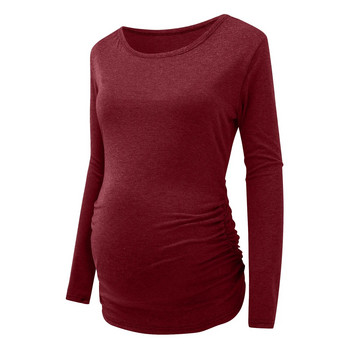 Νέα ρούχα εγκυμοσύνης Μπλουζάκια θηλασμού Ρούχα για έγκυο μαμά Μακρυμάνικο λαιμόκοψη εγκυμοσύνης Μαλακό ζεστό μπλουζάκι 임부복