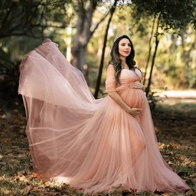 Нова рокля за бременни с отворени рамене за фотосесия Дантелена рокля за бременни Дълга макси рокля Рокля за бременни Реквизит за снимки Фотосесия