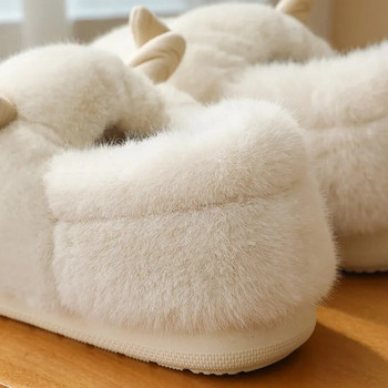 Дамски зимни домашни обувки на пода Карикатура Сладка малка овца Удебелени плюшени топли памучни обувки Памучни чехли Топли пухкави чехли