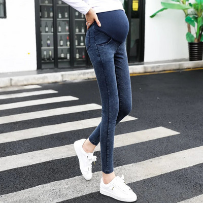 Kismama farmer Terhesség Skinny Nadrág Farmer Nadrág Rugalmas Terhes női Lábak Gyomor emelő nadrág Stretch farmer nadrág