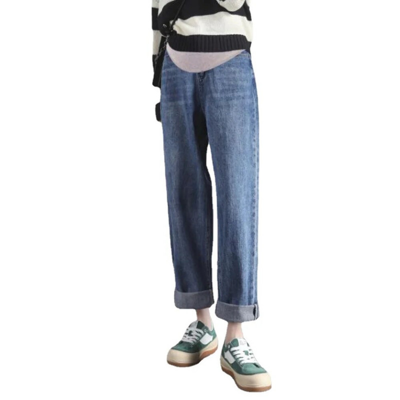 2023 m. pavasario mada, tamprūs, tiesūs džinsiniai džinsai nėščiosioms, elastingi juosmuo pilvas Laisvalaikio kelnės Drabužiai nėščiosioms kelnės