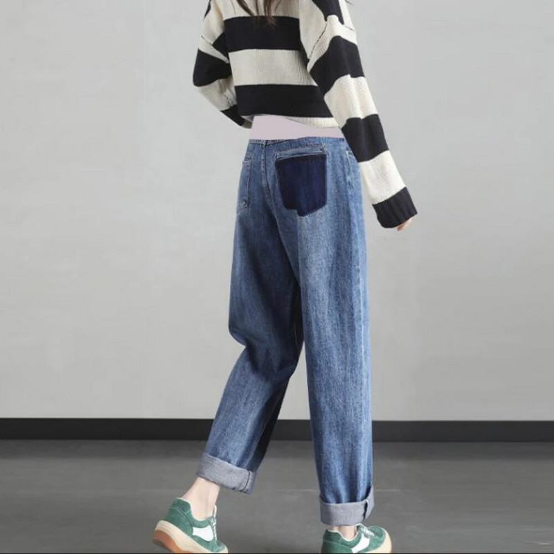 2023 m. pavasario mada, tamprūs, tiesūs džinsiniai džinsai nėščiosioms, elastingi juosmuo pilvas Laisvalaikio kelnės Drabužiai nėščiosioms kelnės