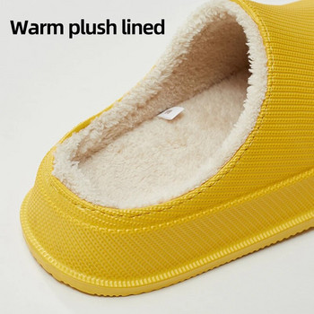 Водоустойчиви топли зимни домашни чехли Дамски плюшени облачни чехли с дебела платформа Дамски плоски токчета Неплъзгащи се двойки Памучни обувки